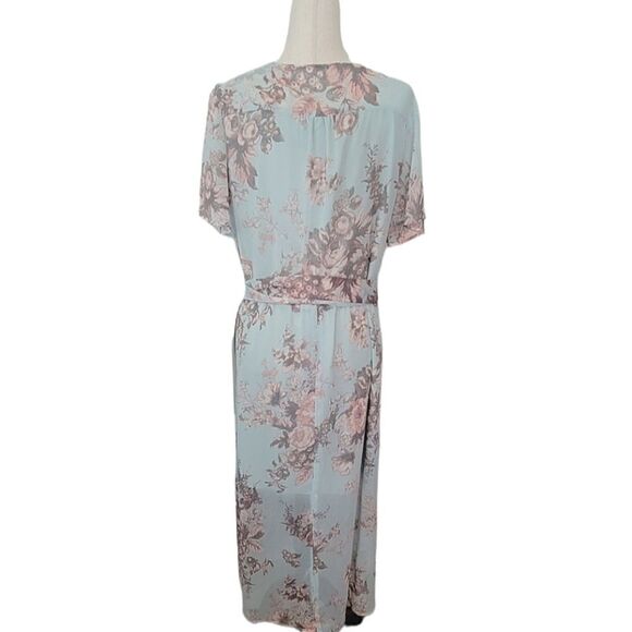 Leith Green Floral Wrap High-Low Lined Chiffon Dress Size XXL - Picture 7 of 10